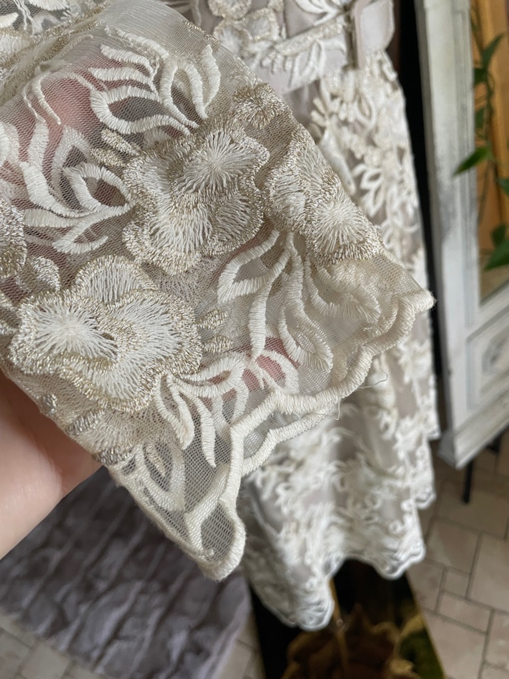 NWT Eliza J Gold Lace Dress with Belt Pockets Bridal Mitzvah Elegant 4P - Picture 13 of 16